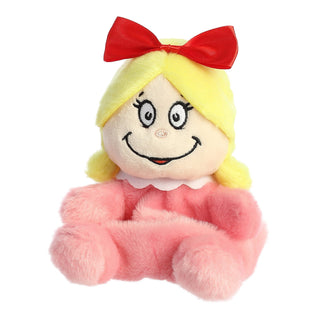 Aurora Palm Pals 5-inch Cindy-Lou Who plush toy with blonde hair and red bow