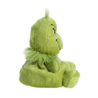 Aurora 5-inch Grinch Palm Pals plush toy shown from side angle on white background