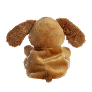 Back view of Aurora 5-inch Max Palm Pals brown dog stuffed animal with floppy ears