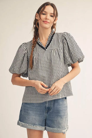 Black Gingham Top