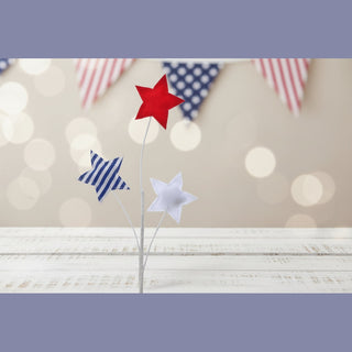Decorative garden stake with red, white, and blue stars 