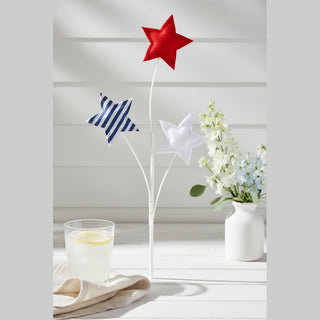 Decorative garden stake with red, white, and blue stars 