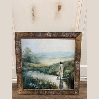 The Grey Antler Home Decor Vintage Jesus 18" x 18" Rustic Framed Art