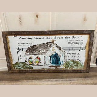 The Grey Antler Home Decor Amazing Grace 12" x 24" Rustic Framed Art