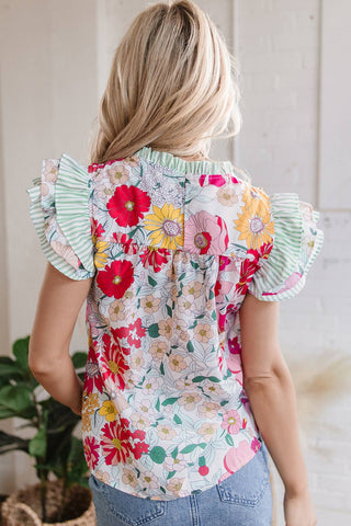 Jessa Floral Ruffle Trim Blouse