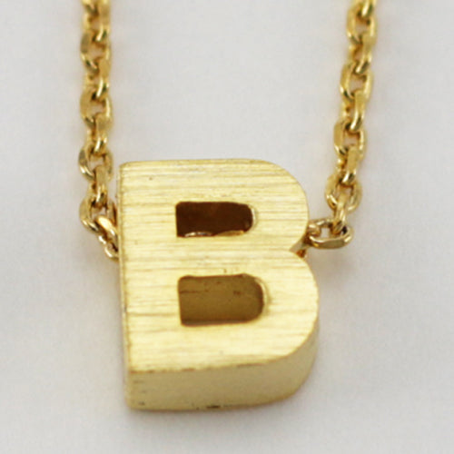 Gold Block Letter Initial Necklace