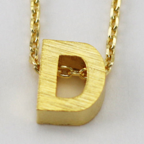 Gold Block Letter Initial Necklace