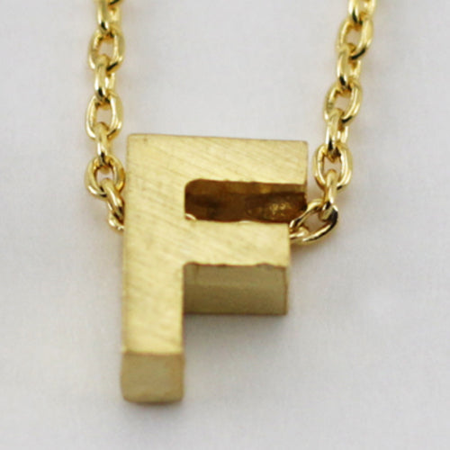 Gold Block Letter Initial Necklace