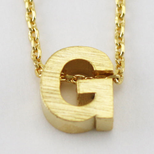 Gold Block Letter Initial Necklace