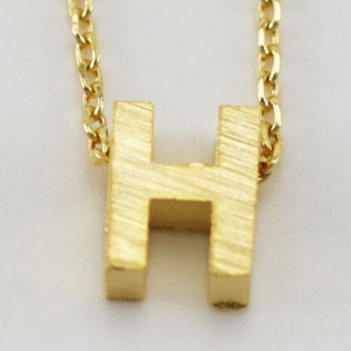 Gold Block Letter Initial Necklace