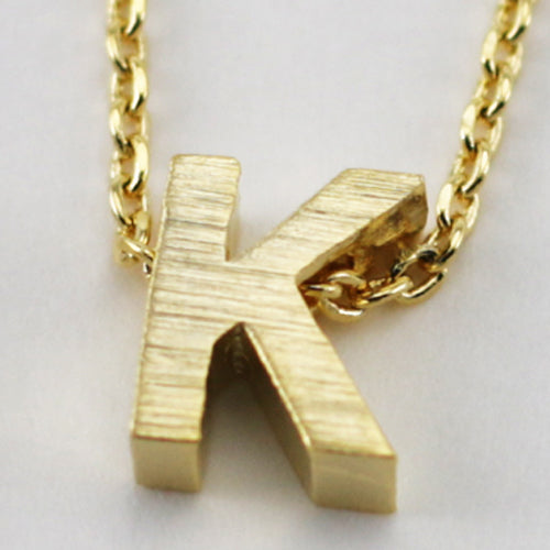 Gold Block Letter Initial Necklace