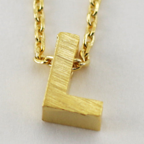 Gold Block Letter Initial Necklace