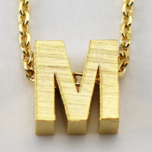Gold Block Letter Initial Necklace
