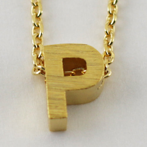 Gold Block Letter Initial Necklace