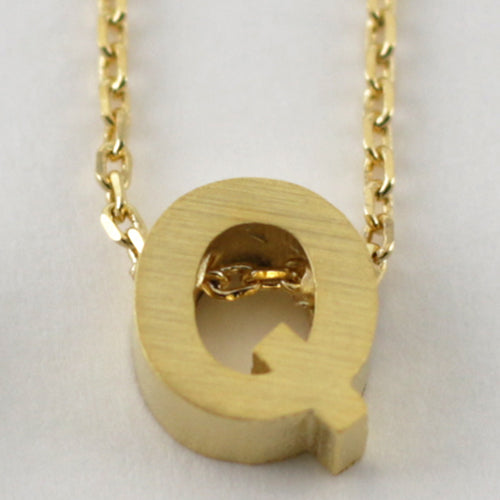 Gold Block Letter Initial Necklace