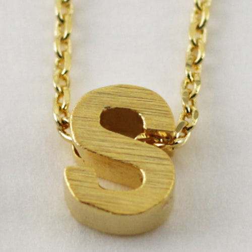 Gold Block Letter Initial Necklace