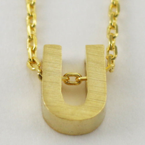 Gold Block Letter Initial Necklace