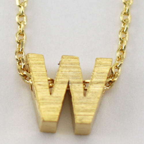 Gold Block Letter Initial Necklace