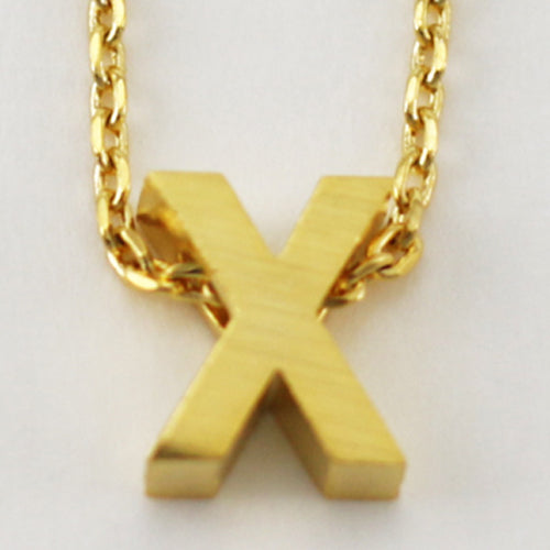 Gold Block Letter Initial Necklace