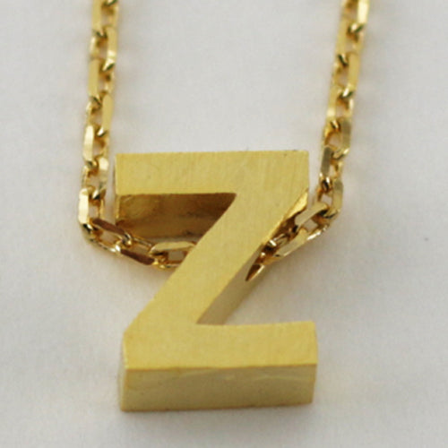 Gold Block Letter Initial Necklace