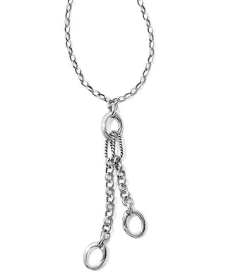 Brighton Lillian Charm Necklace in silver with dangling chain elements and circular charms