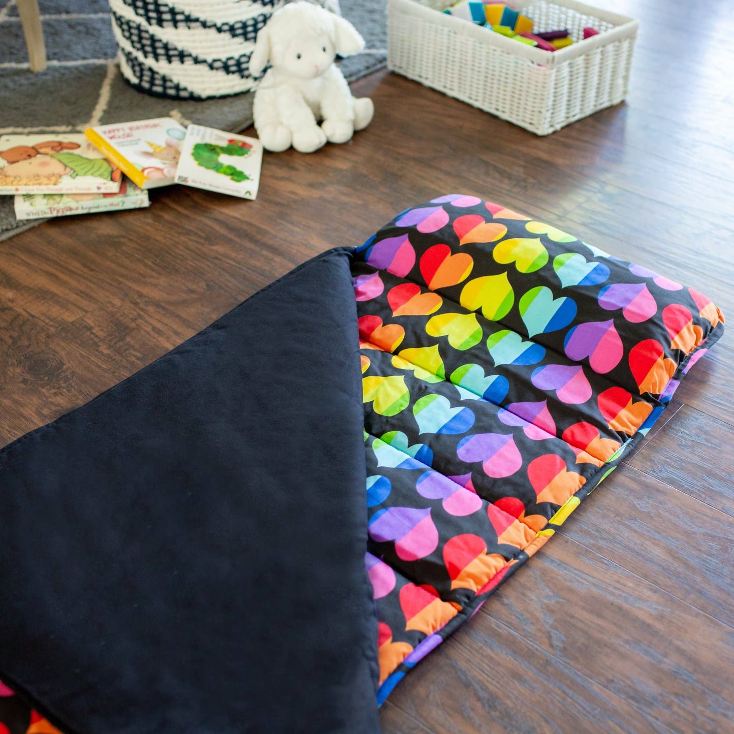 Rainbow Hearts Nap Mat