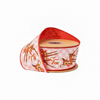 2 1/2" Wired Retro Deer Ribbon