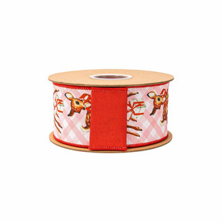 2 1/2" Wired Retro Deer Ribbon