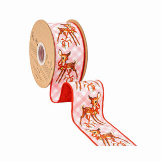 2 1/2" Wired Retro Deer Ribbon
