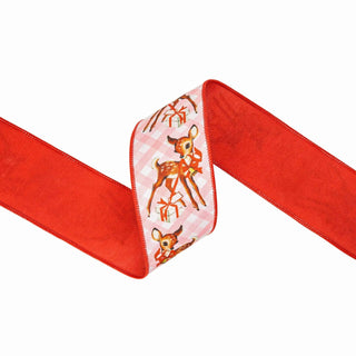 2 1/2" Wired Retro Deer Ribbon
