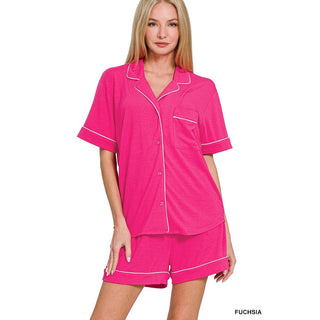 Zenana Women's Pajamas 2 Piece Shorts Pajama Set