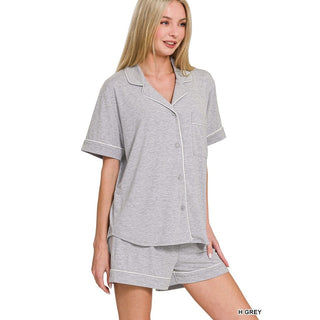 Zenana Women's Pajamas 2 Piece Shorts Pajama Set