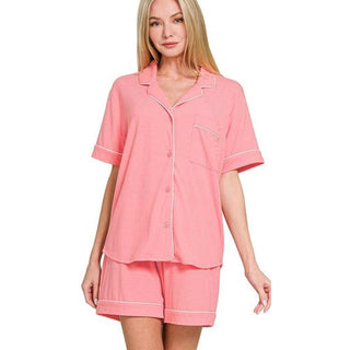 Zenana Women's Pajamas 2 Piece Shorts Pajama Set