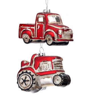 Regency Christmas Ornament Red Farm Vehicle Ornament