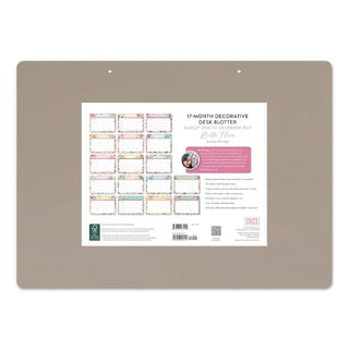 Back view of 17-month Bella Flora decorative desk blotter by Studio Oh showing monthly calendar pages