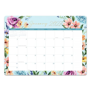 Studio Oh 2027 Bella Flora desk blotter calendar with watercolor floral border design