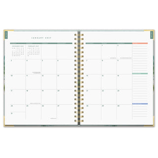 2027 Bella Flora spiral planner open to January monthly view with to-do sidebar