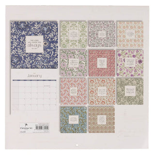2027 Amazing Grace large wall calendar back showing twelve monthly floral pages with scripture verses