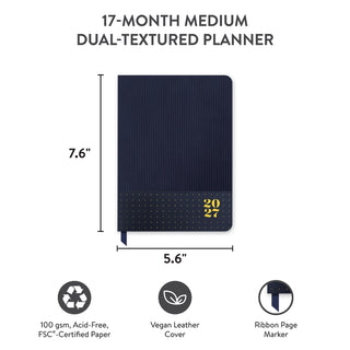 2027 Dots On Navy Medium Dual-Textured Planner