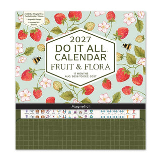 2027 Fruit & Flora Do It All Wall Calendar with strawberry botanical design, magnetic, 17 months