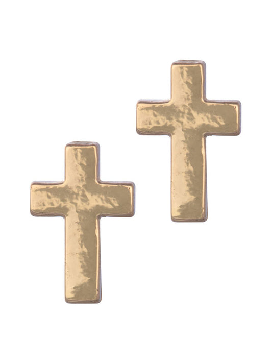 Gold Cross Stud Earrings