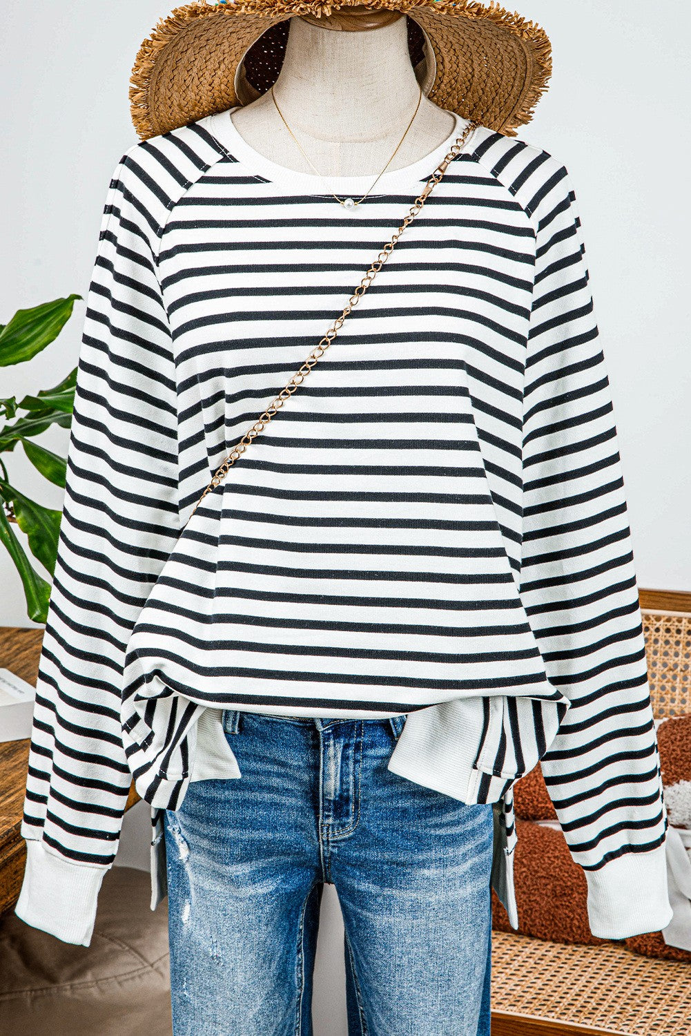 Loose Fit Striped Sweatshirt