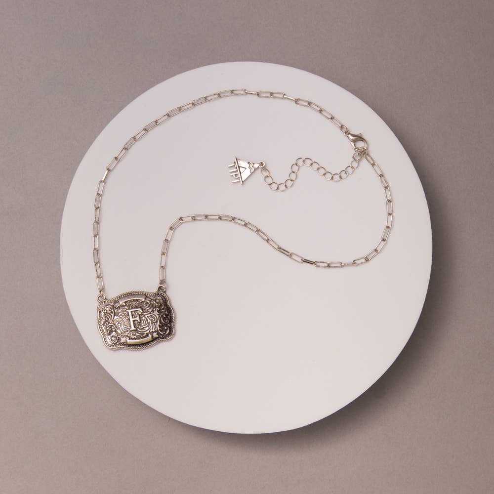 Western Buckle Initial Necklace