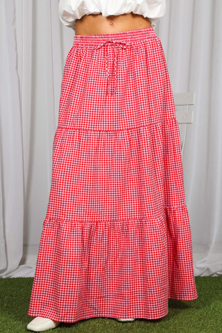 Red Gingham Maxi Skirt