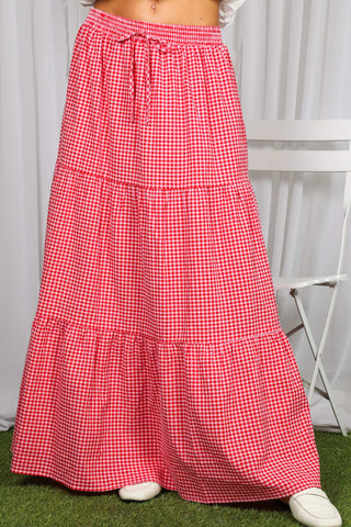 Red Gingham Maxi Skirt