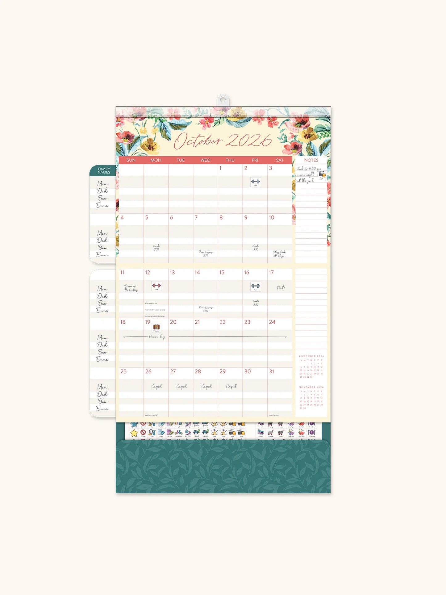 2026 Bella Flora DIA Wall Calendar