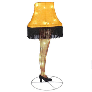28-inch A Christmas Story leg lamp lighted tinsel lawn decor with fishnet stocking and black heel