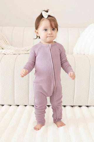 Amethyst Waffle Bamboo Convertible Zip Romper