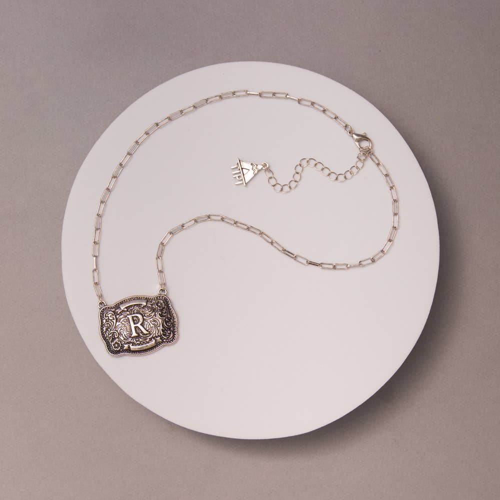 Western Buckle Initial Necklace