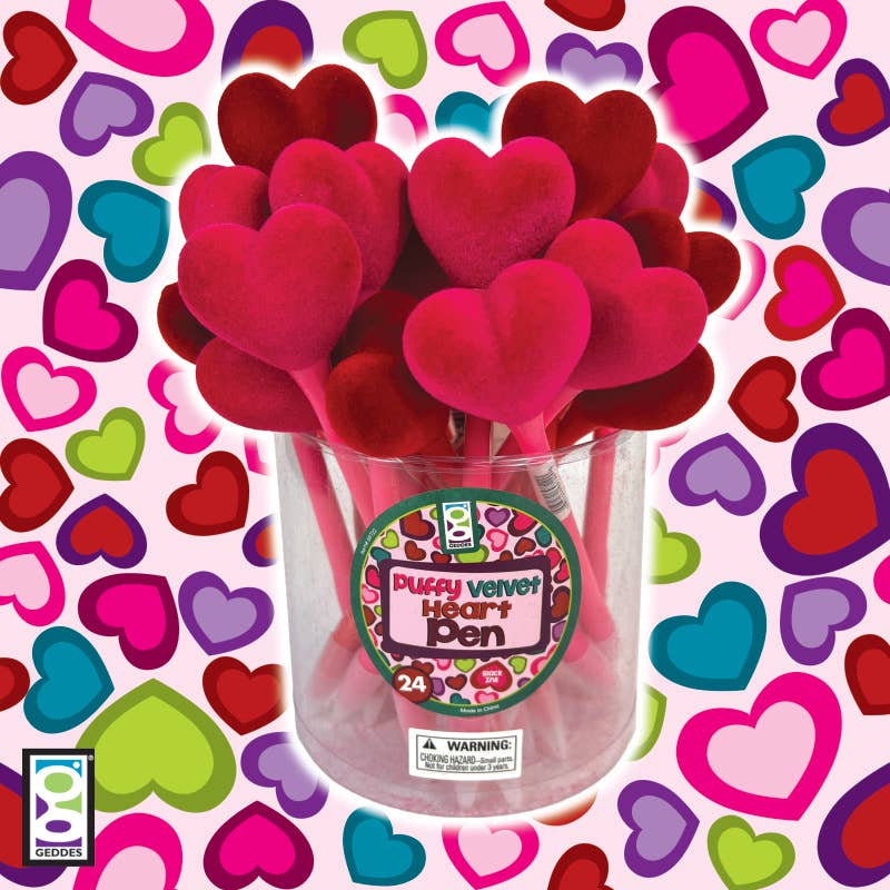 Puffy Velvet Heart Pen 24/tb
